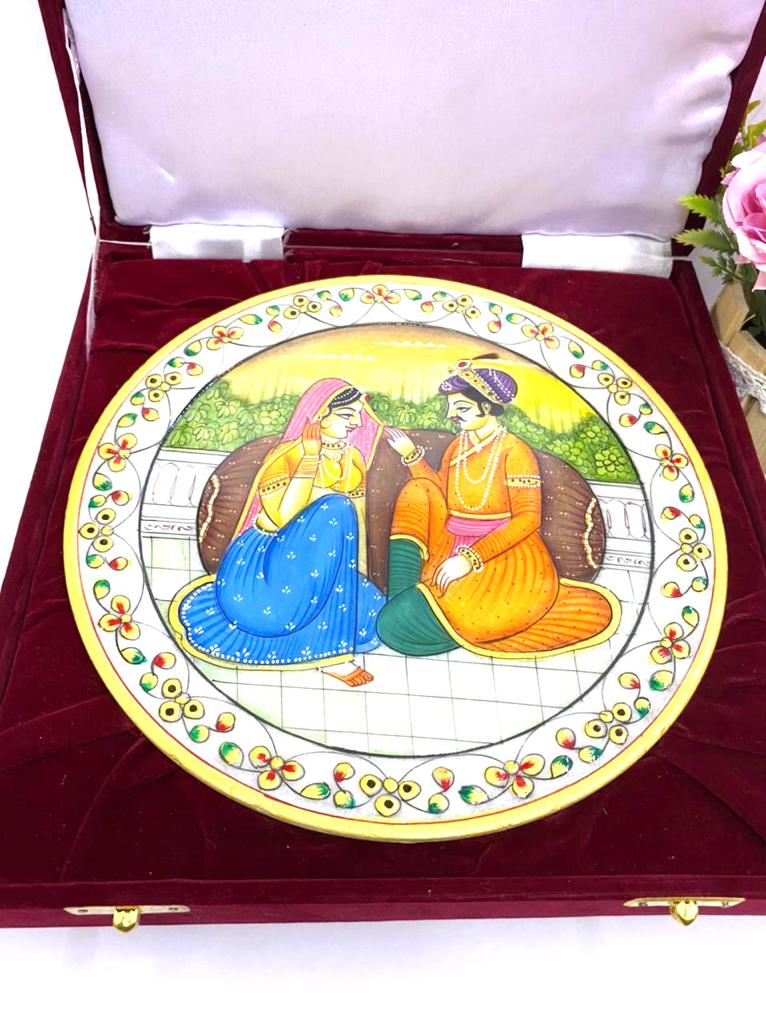 Large Marble Plates Detailed Hand Painted Made In India Gifts By Tamrapatra