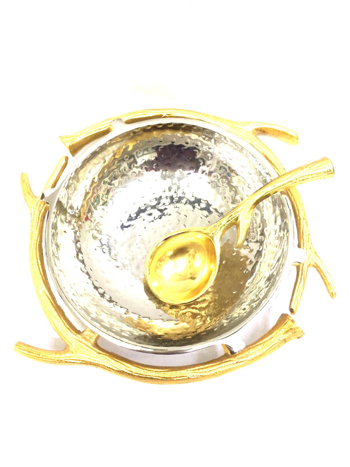 Metal Alloy Bowls Eccentric Designs With Spoon Platters Kitchen By Tamrapatra
