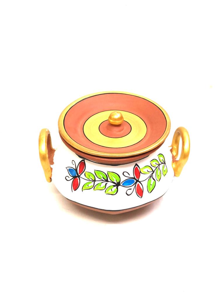 Pahal Handi Cooking Earthenware Hand Painting Floral Design By Tamrapatra