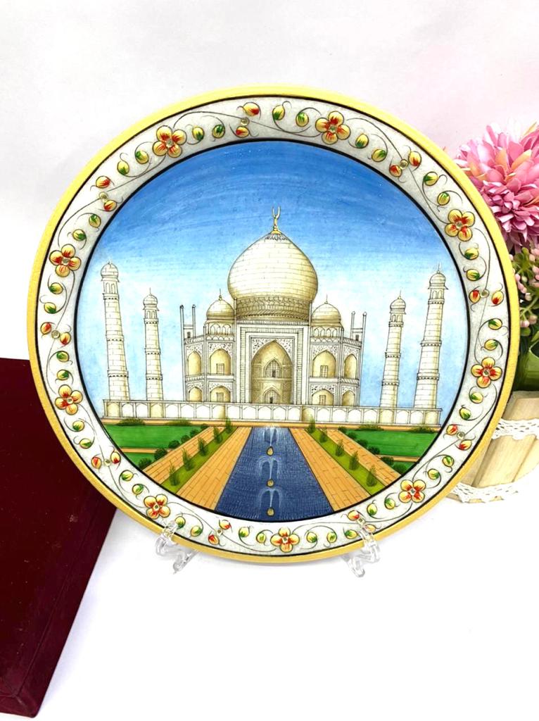 Large Marble Plates Detailed Hand Painted Made In India Gifts By Tamrapatra