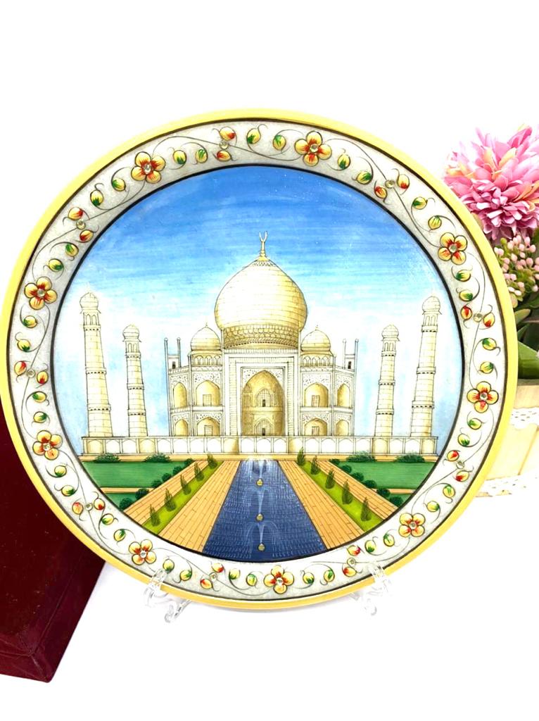 Large Marble Plates Detailed Hand Painted Made In India Gifts By Tamrapatra