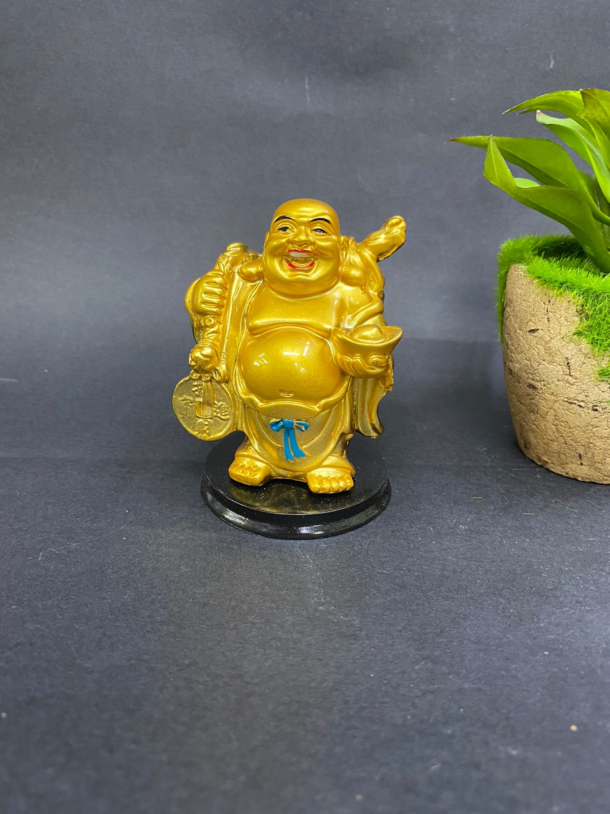 Laughing Buddha Golden Shades In Various Designs Gifting's Form Tamrapatra