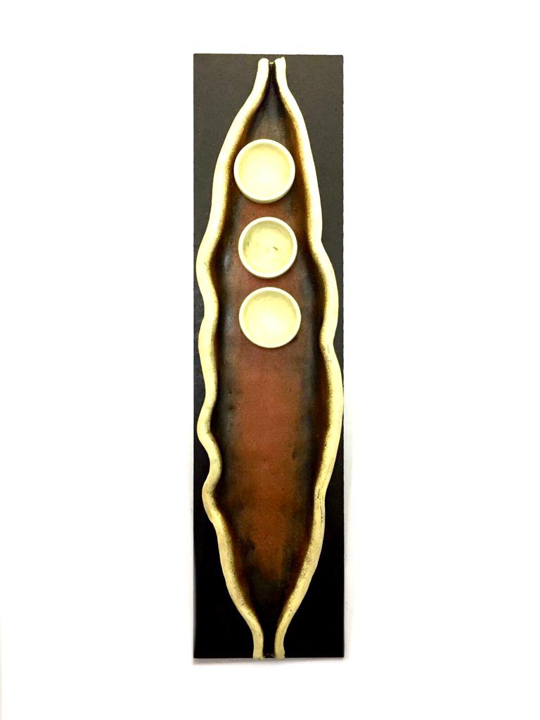 Brown Votives On Nature Inspired Leaf Wall Décor Hanging New Tamrapatra