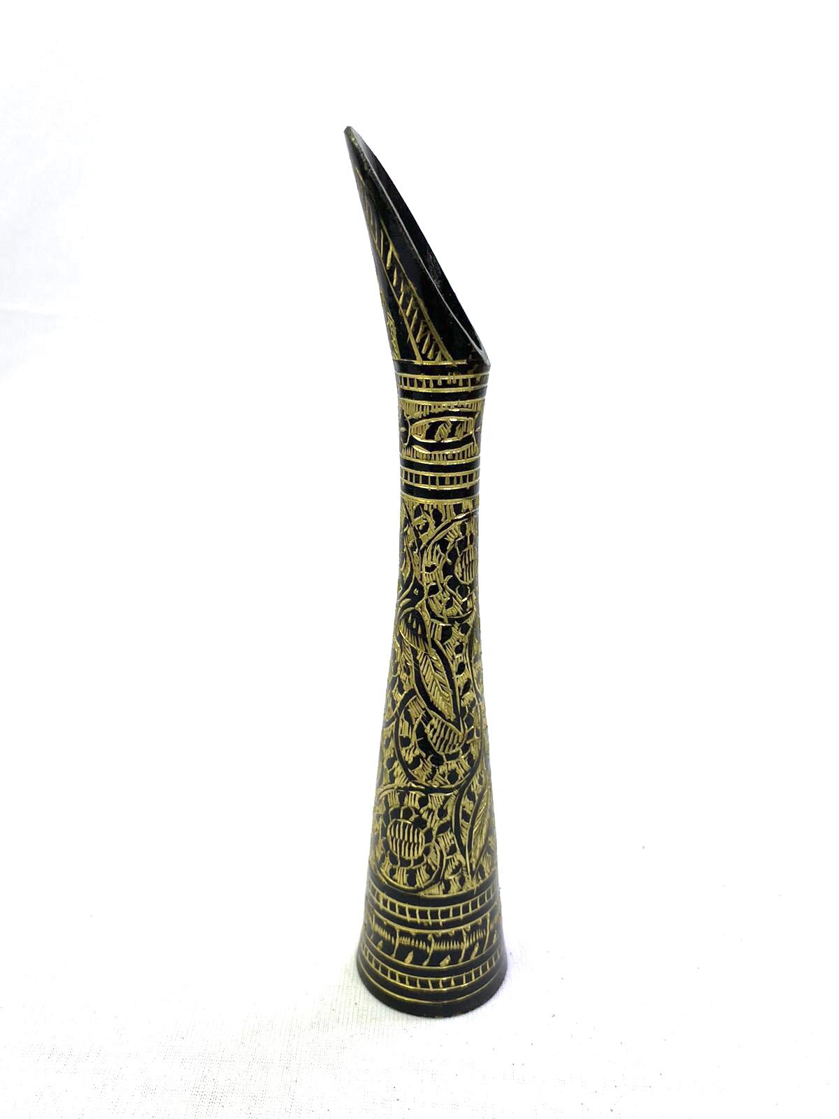 Unique Black Inlay Artwork Brass Flower Vase Home Décor From Tamrapatra