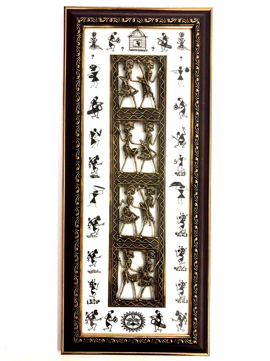 Long Frame In Dhokra Warli Art Wall Hanging Handicrafts Wall Decor By Tamrapatra