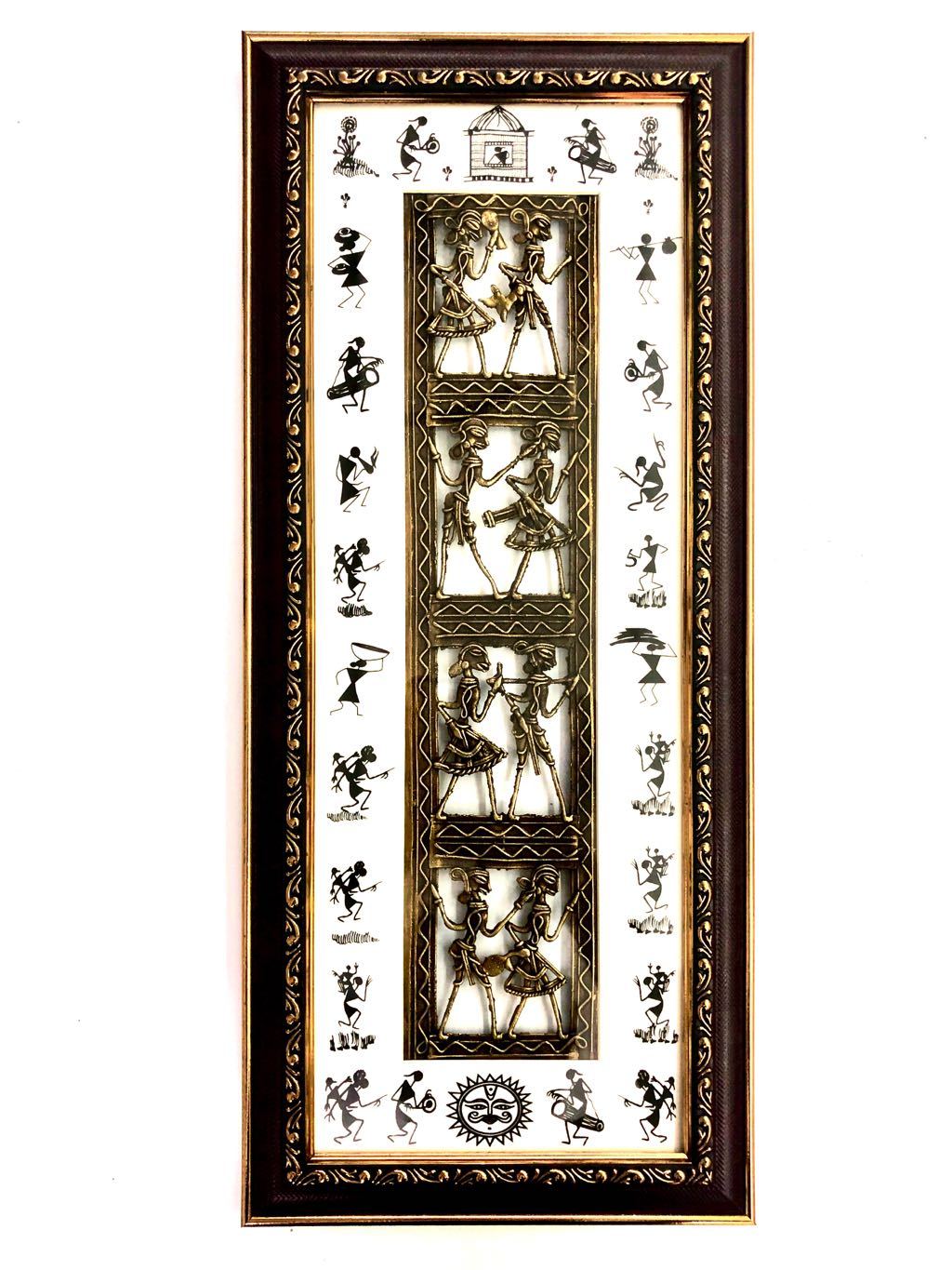 Long Frame In Dhokra Warli Art Wall Hanging Handicrafts Wall Decor By Tamrapatra