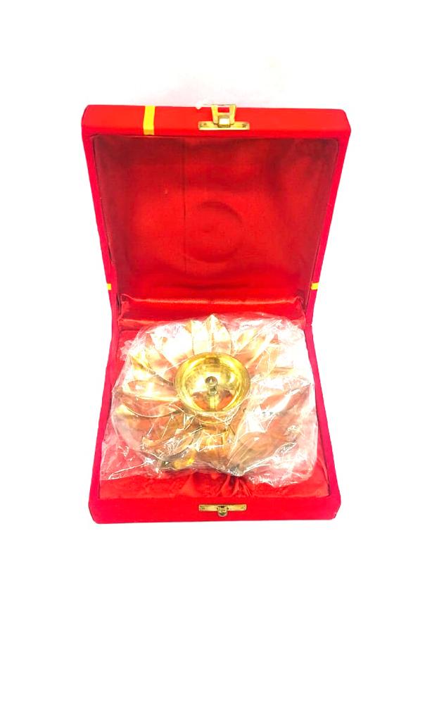 Auspicious Brass Lotus Shaped Diya Indian Handicrafts Copper Shade By Tamrapatra
