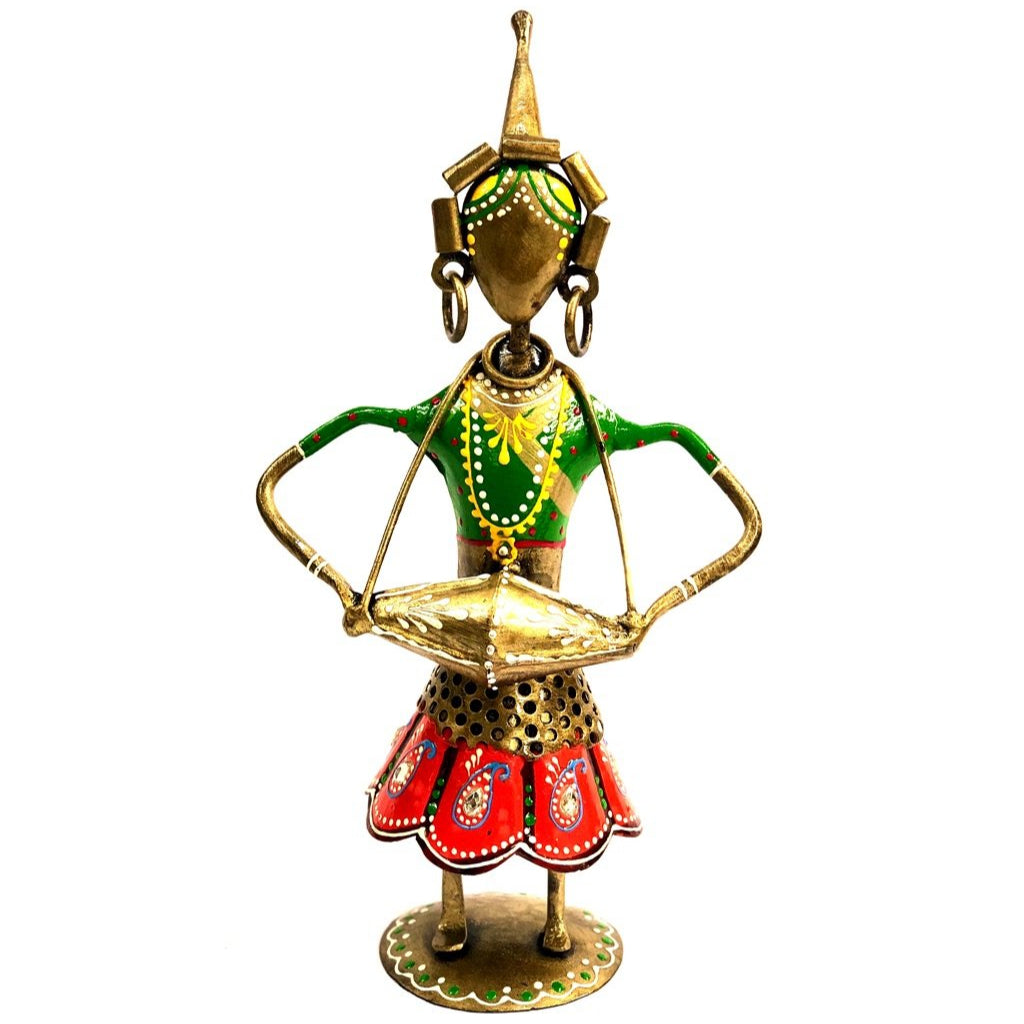 Tribal Girls Playing On Folk Music In Metal Artifacts Painted From Tamrapatra