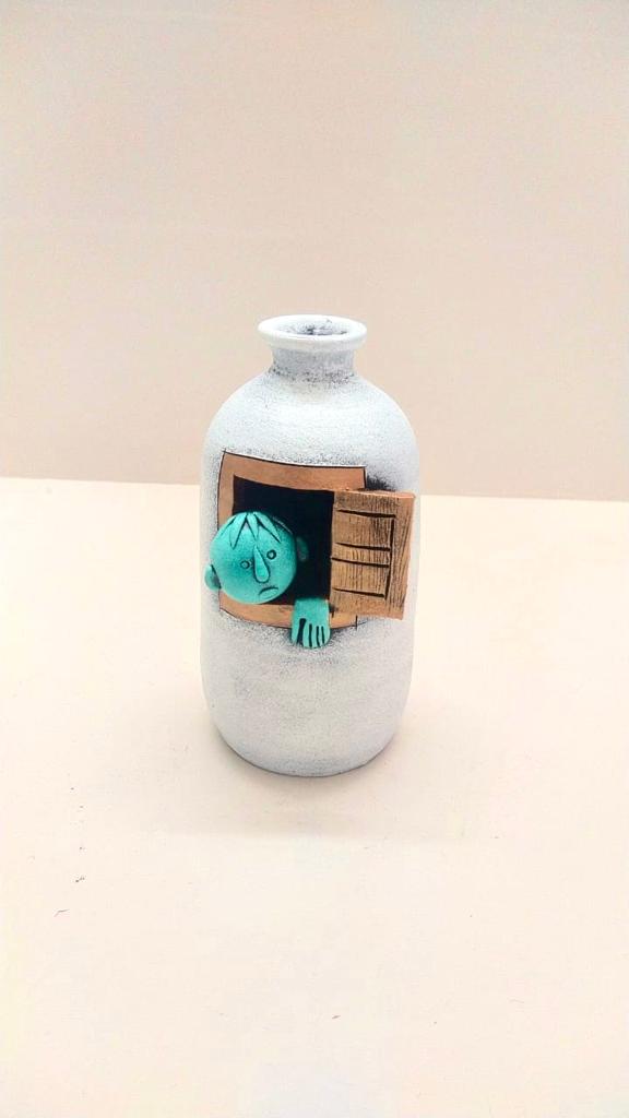 Male Peeping Adorable Faces Pot Vibrant Shades Of Exclusive Pottery By Tamrapatra - Tamrapatra