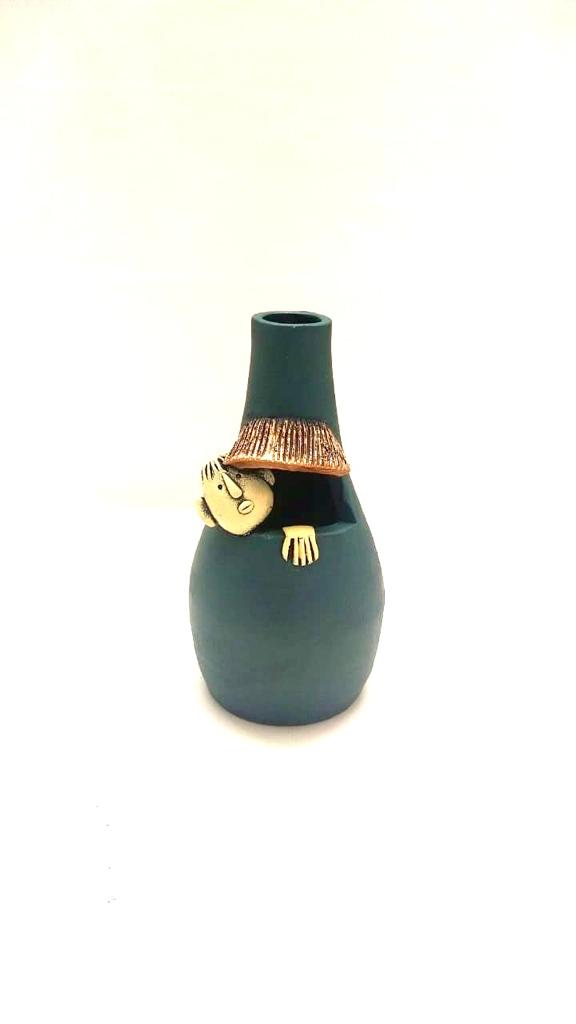 Male Peeping Adorable Faces Pot Vibrant Shades Of Exclusive Pottery By Tamrapatra - Tamrapatra