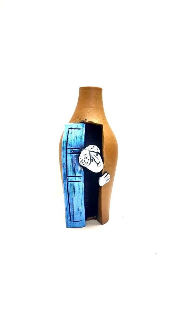 Male Peeping Adorable Faces Pot Vibrant Shades Of Exclusive Pottery By Tamrapatra - Tamrapatra