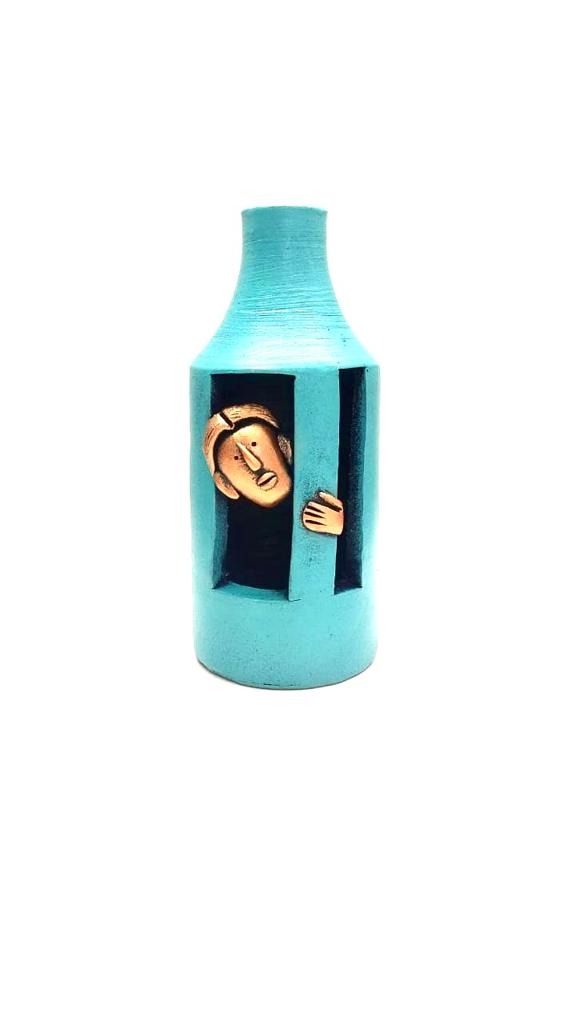 Male Peeping Adorable Faces Pot Vibrant Shades Of Exclusive Pottery By Tamrapatra - Tamrapatra