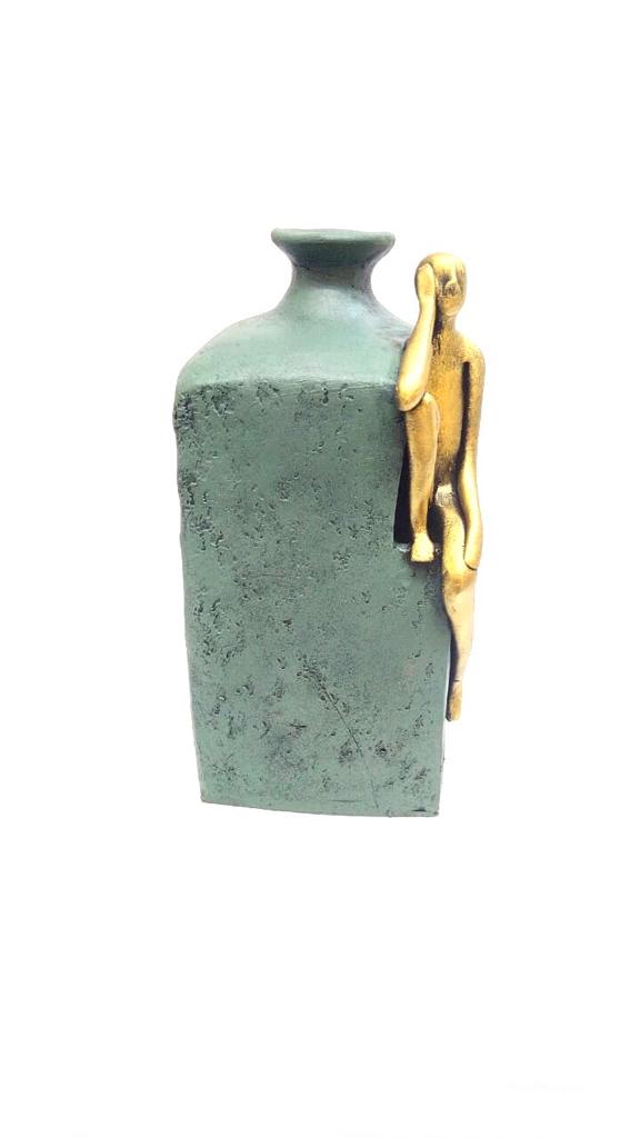 Big Wonderful Terracotta Thinker Man Pot Series In Various Shades From Tamrapatra