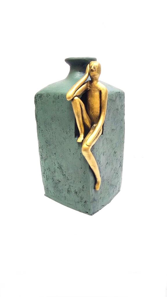 Big Wonderful Terracotta Thinker Man Pot Series In Various Shades From Tamrapatra