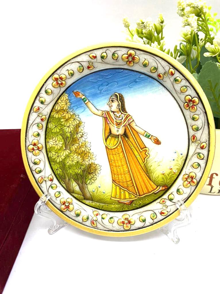 Marble Plates Exclusive Hand Painted In Beautiful Velvet Box From Tamrapatra