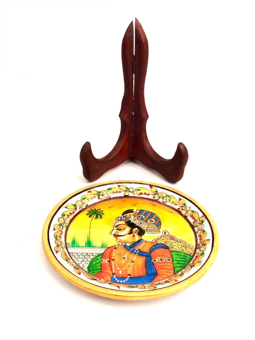 Creative Marble Plate Stand Painted Royal Figures Souvenir Tamrapatra