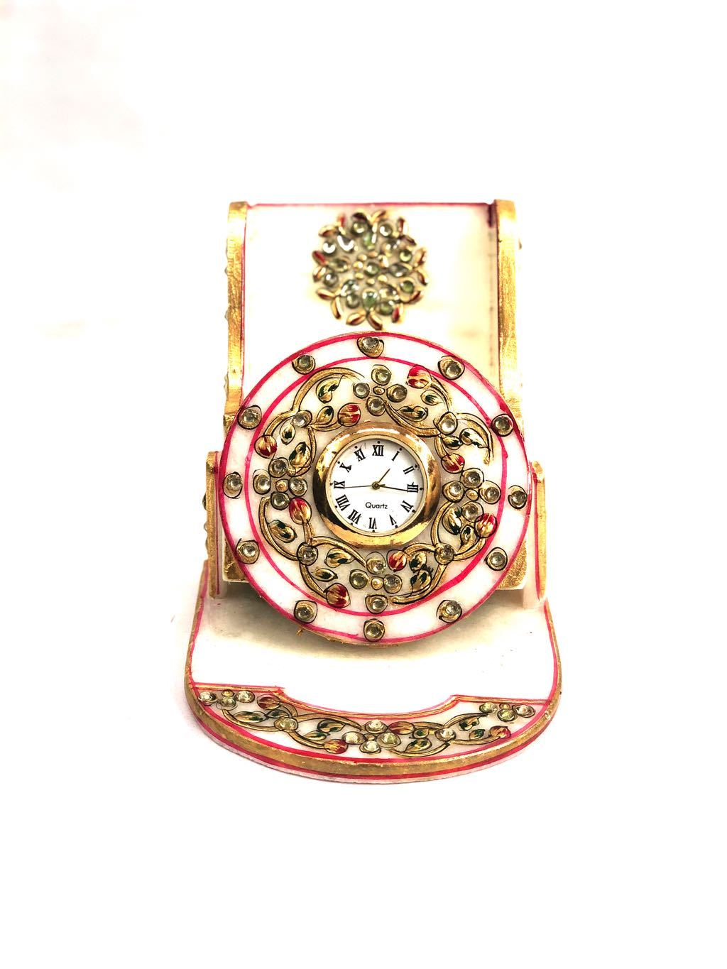 Clock Visiting Card Remote Holder Multipurpose Marble Craft Tamrapatra