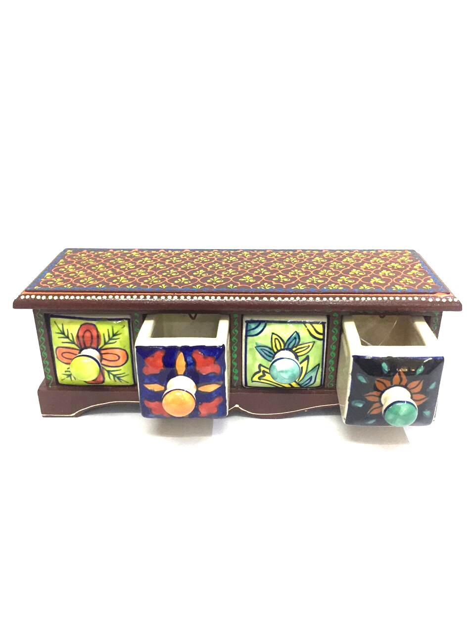 Long Horizontal 4 Drawer Ceramic Drawer Dressing Table Storage By Tamrapatra