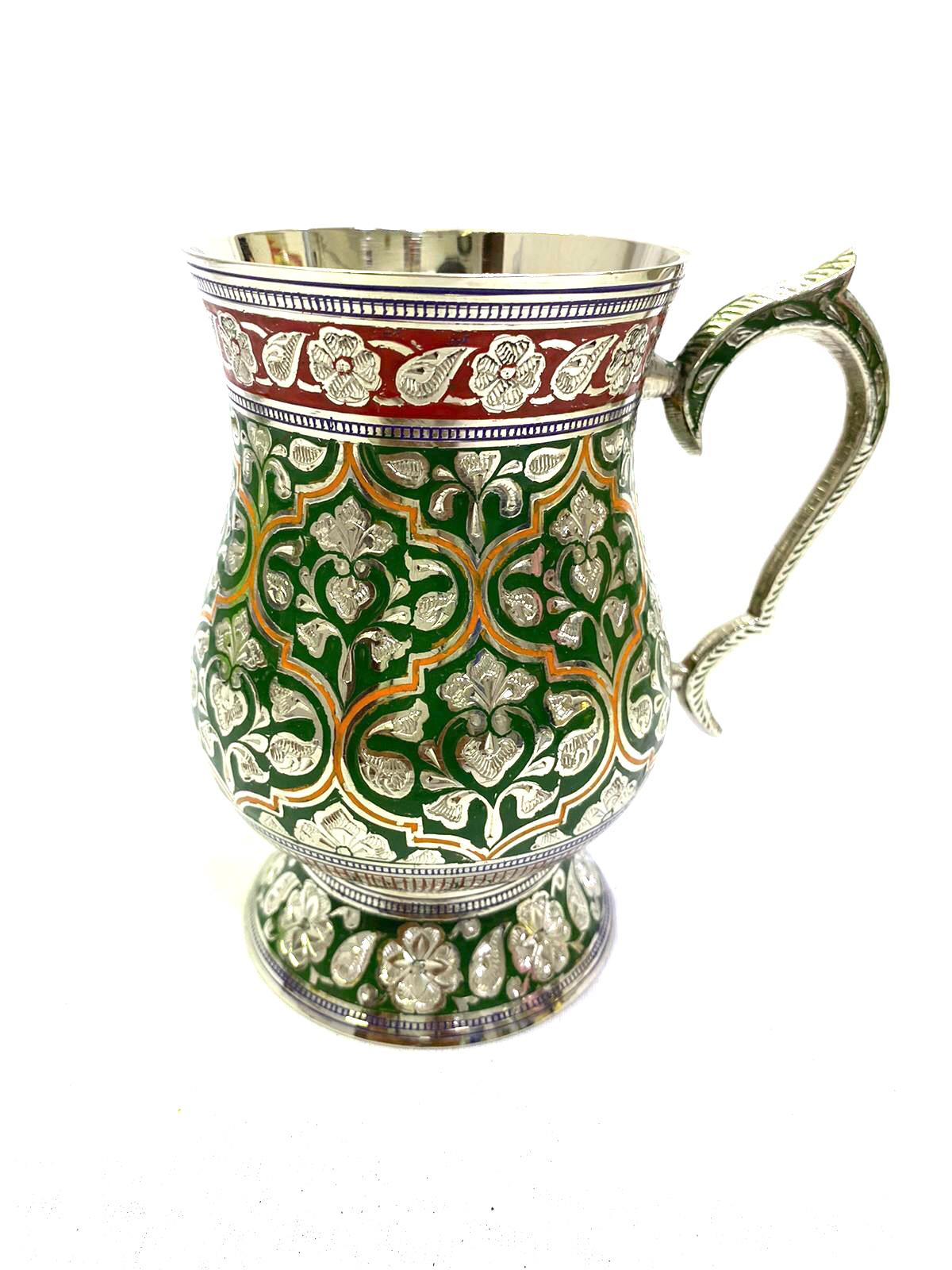 Wine Mug Brassware Royal Carving Handcrafted Vintage Collectible Tamrapatra