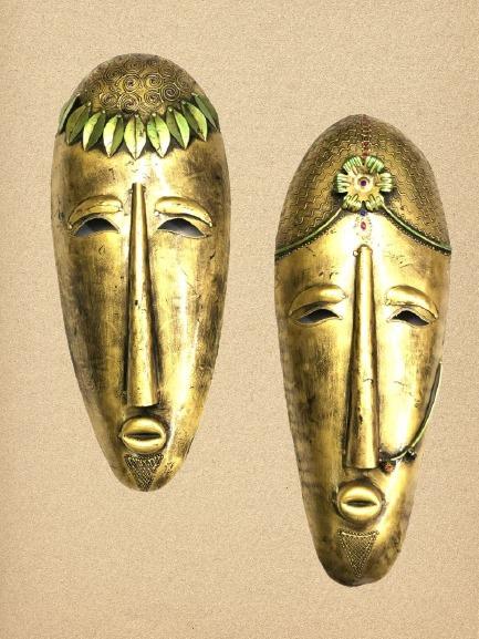 Metal Mask Male Female Wall Art In Exclusive Handcrafted In India By Tarmapatra