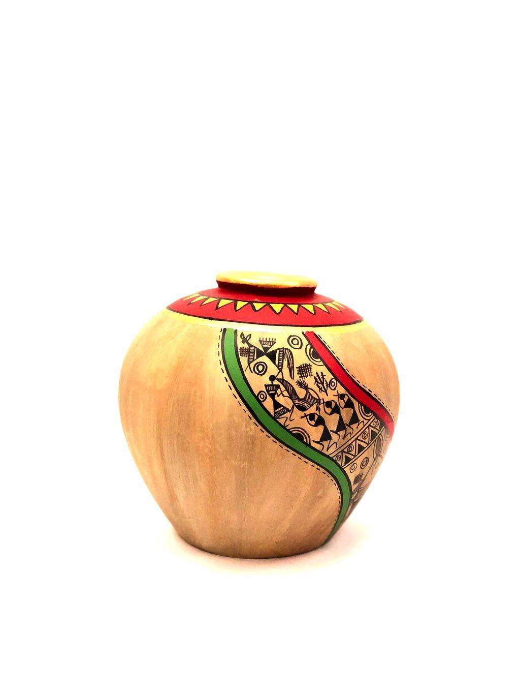 Matki Warli Style Pot Unparalleled Pottery Various Shades Tamrapatra - Tamrapatra