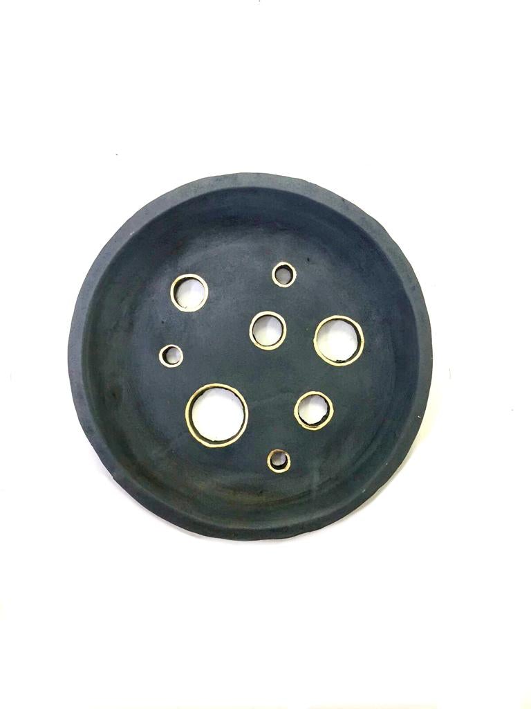 Gray Shades Circle Terracotta Designer Plates In Set Of 5 Wall Art Tamrapatra