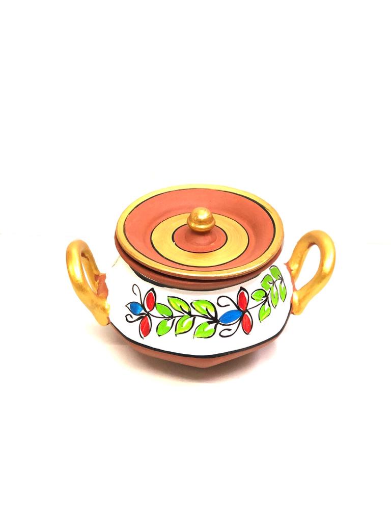 Pahal Handi Cooking Earthenware Hand Painting Floral Design By Tamrapatra