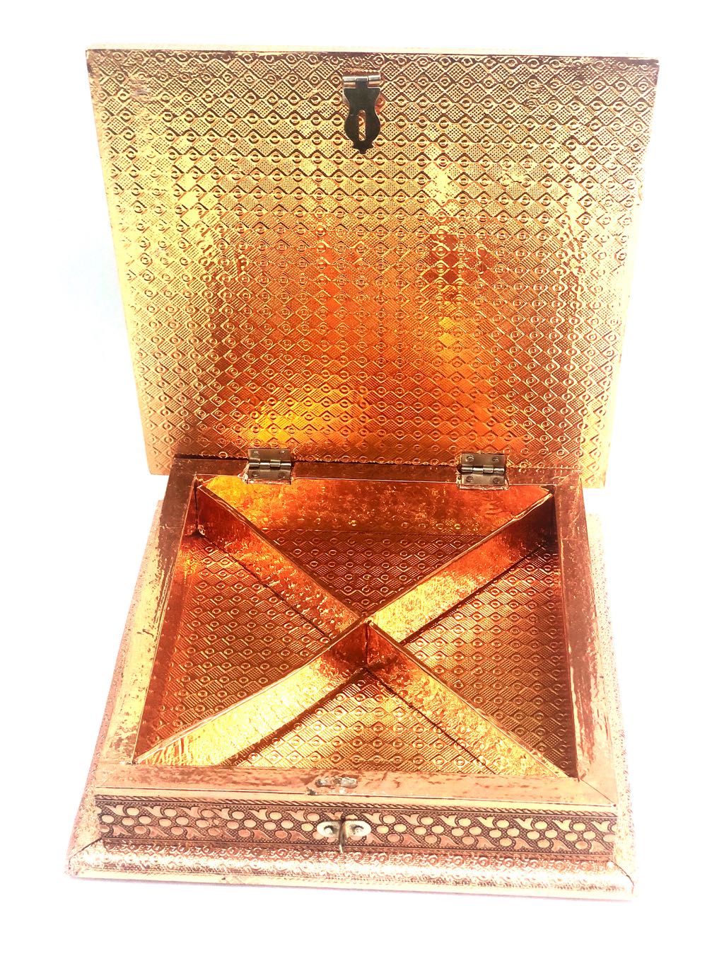 Gift Box For Dry Fruits Meenakari Decorative Platter Sparrow Art Tamrapatra