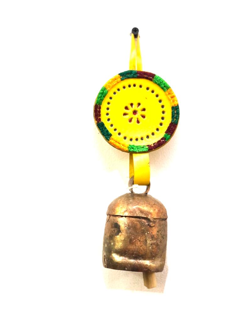 Metal Iron Copper M Size Melodious Chime Bell With Leather Belt From Tamrapatra