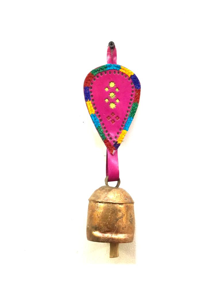 Metal Iron Copper M Size Melodious Chime Bell With Leather Belt From Tamrapatra