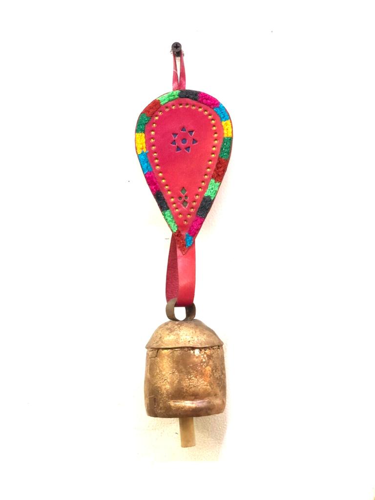 Metal Iron Copper M Size Melodious Chime Bell With Leather Belt From Tamrapatra