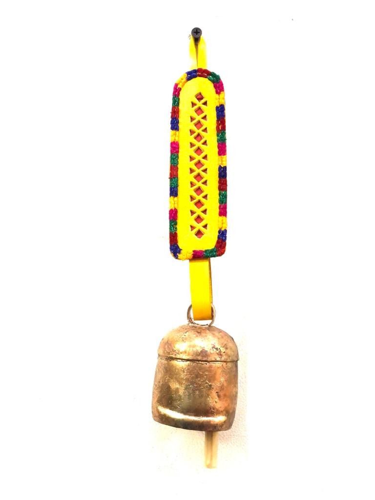 Metal Iron Copper M Size Melodious Chime Bell With Leather Belt From Tamrapatra