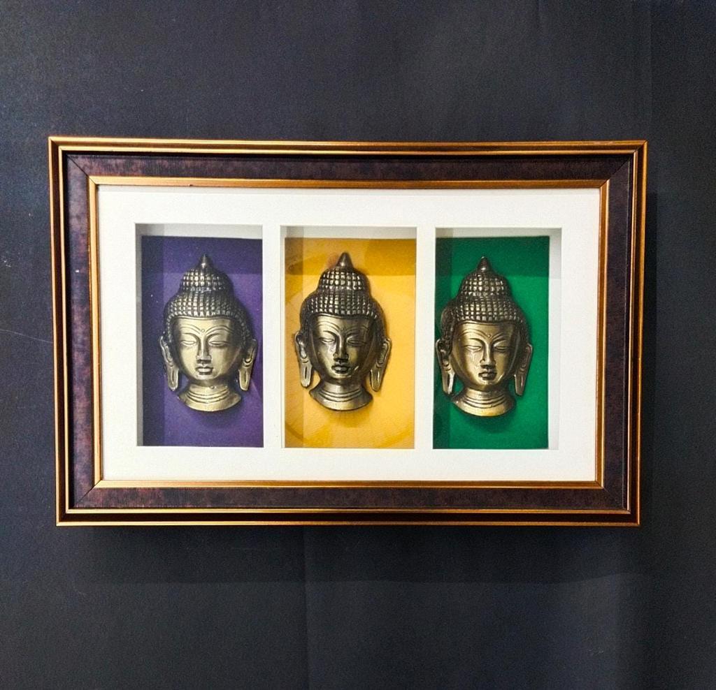 3 Face Buddha Frame With LED Classic Wall Décor For Home Office By Tamrapatra