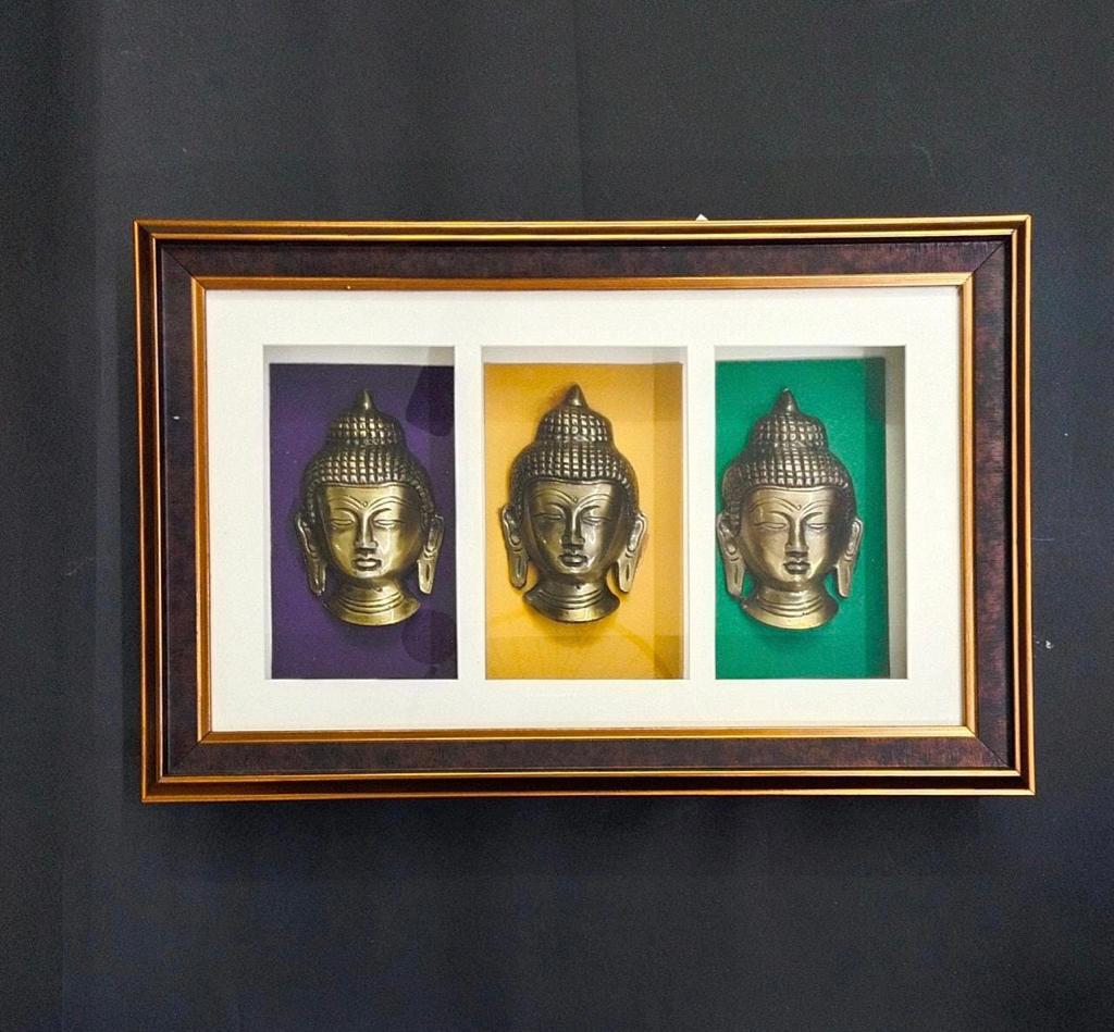 3 Face Buddha Frame With LED Classic Wall Décor For Home Office By Tamrapatra