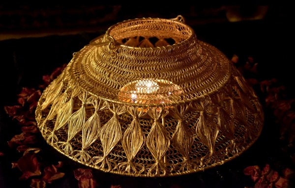 Metal Crochet Designer Lanterns In Premium Golden Shades From Tamrapatra