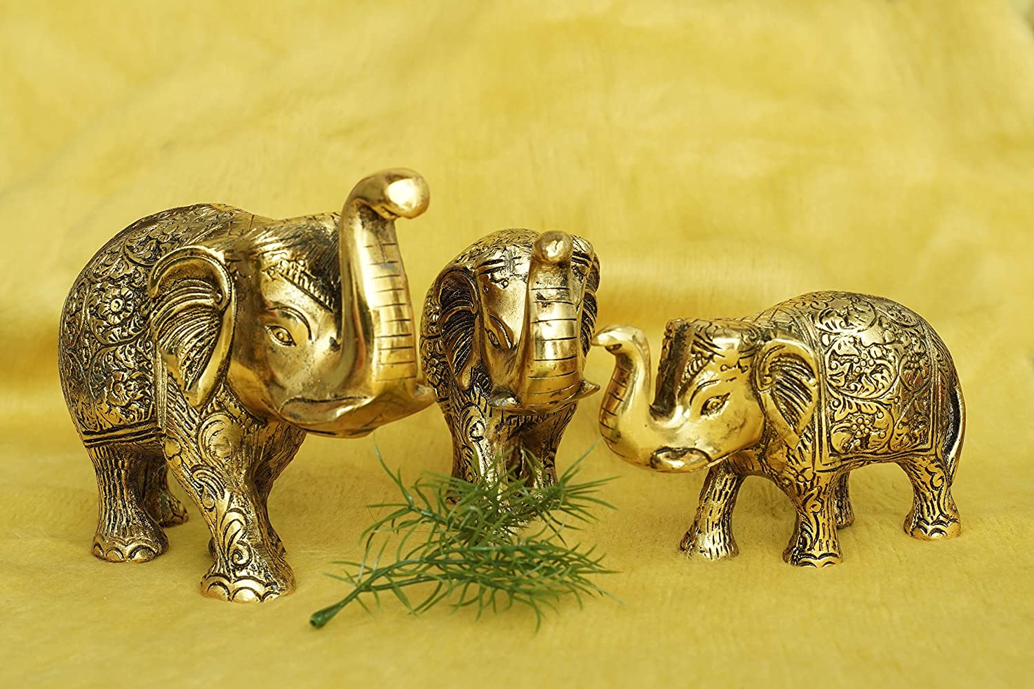 Elephant Metal Carving Handcrafted Up Trunk Mighty Animal Décor From Tamrapatra