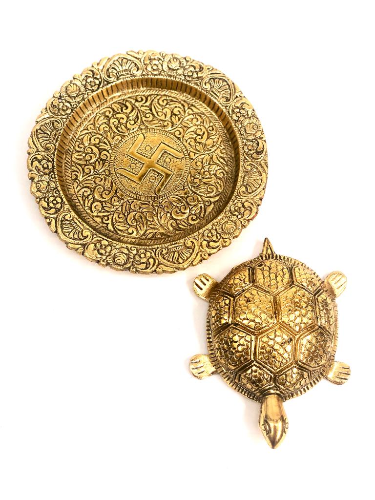 Vastu Tortoise With Plate In Metal Excellent Gifting Creations By Tamrapatra