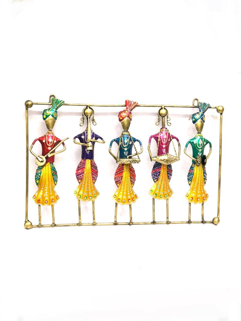 Traditional Musicians Lady Man Frame Metal Unique Classic Art By Tamrapatra