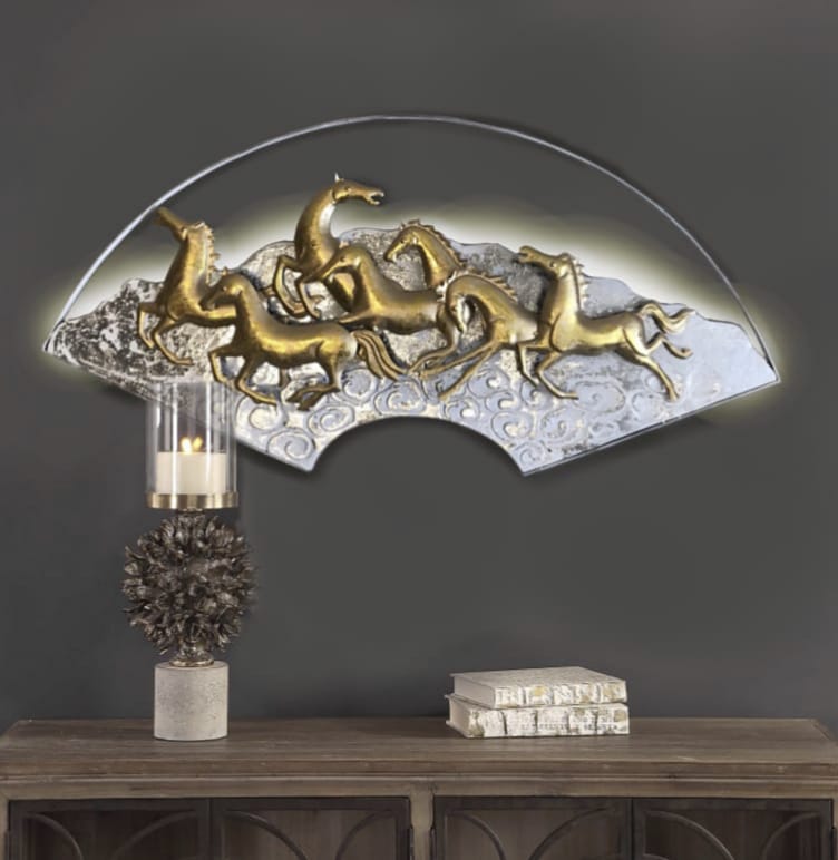 7 Horse Metal Wall Décor Exclusive Artistic Modern Craftsmanship By Tamrapatra