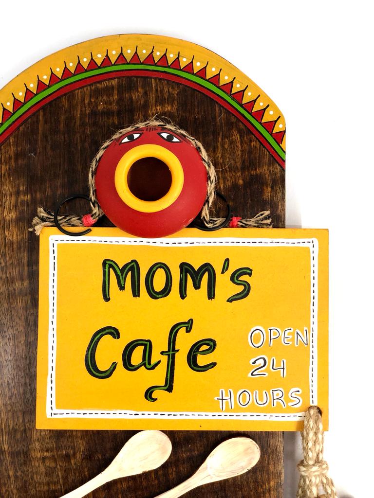 Mom's Café With Red Pot Face & 2 Spoons Décor Attraction For Visitors Tamrapatra