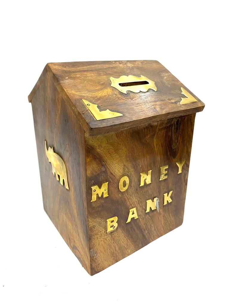 Money Coin Piggy Bank Wooden Artwork In Various Designs From Tamrapatra