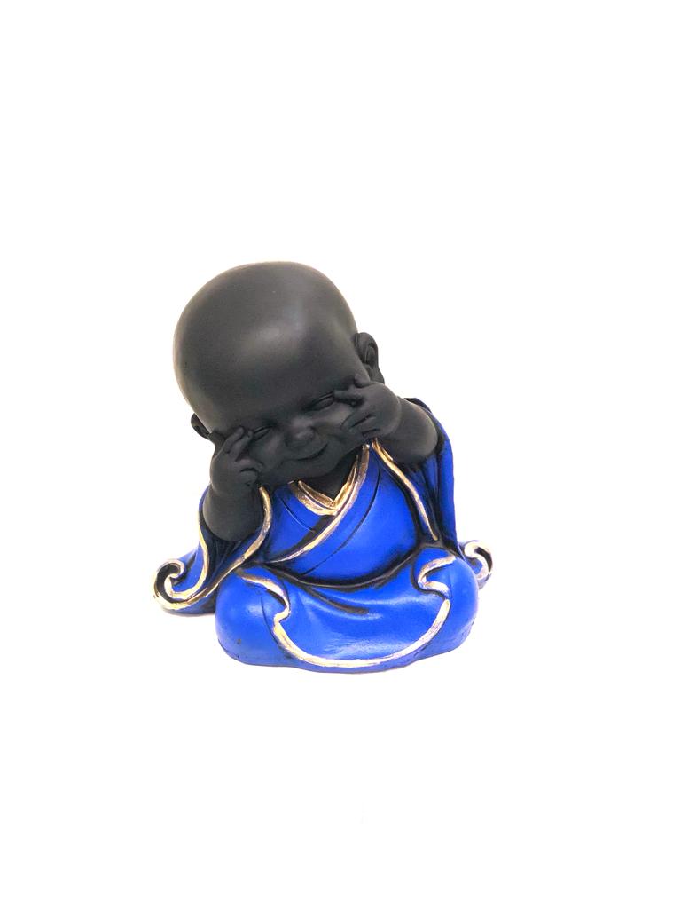 Big Happy Monks Lovely Resin Creations Set Of 3 In Cool Colors By Tamrapatra