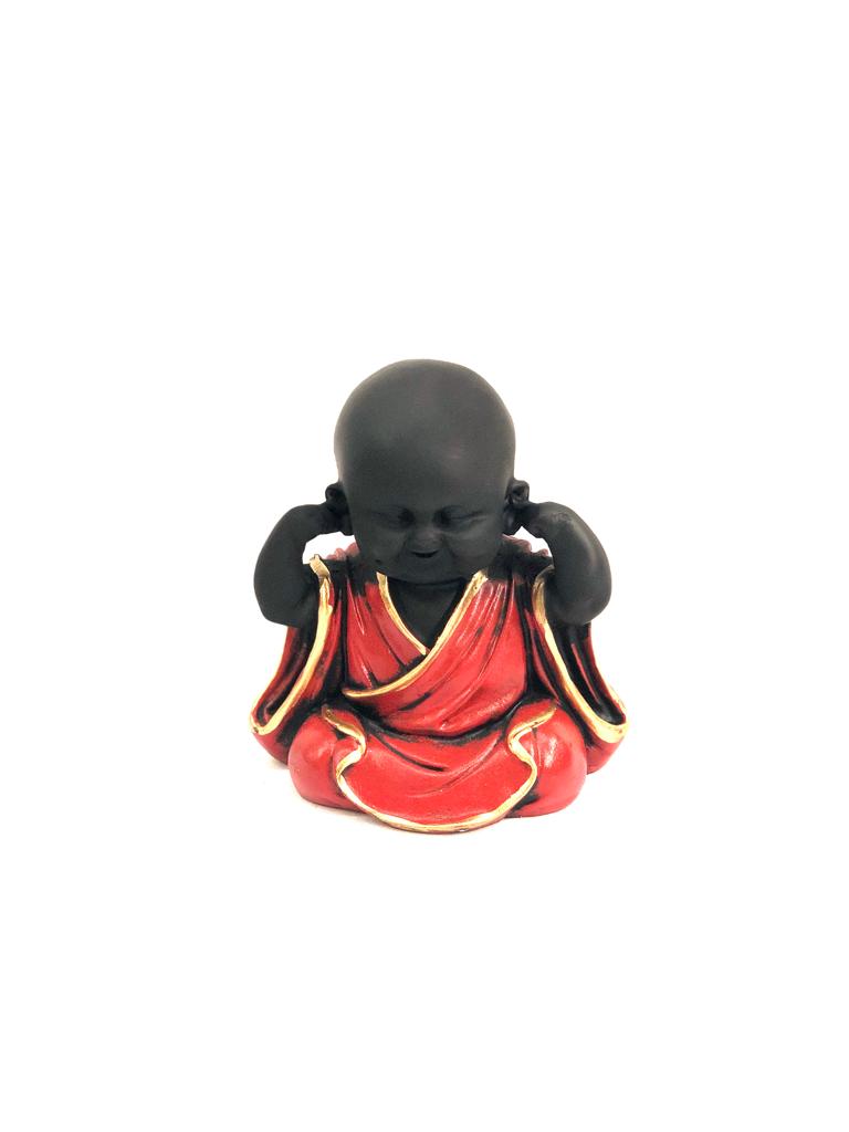 Three Wise Happy Monks Set Various Shades Feng Shui Spiritual Art Tamrapatra