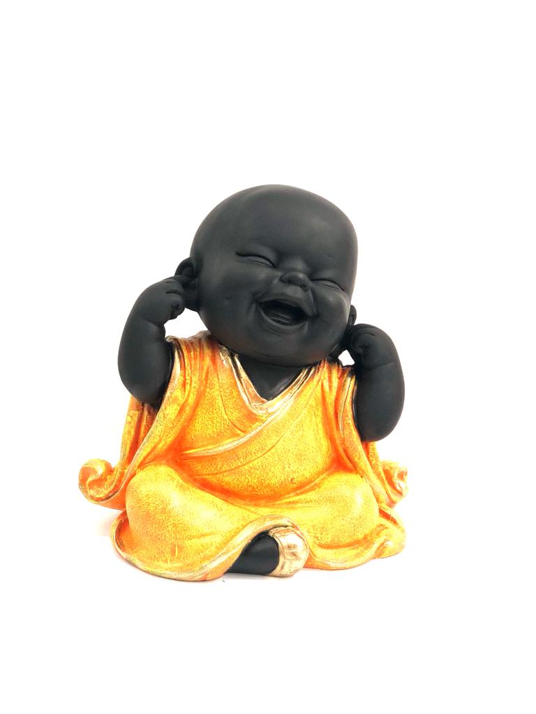 Big Happy Monks Lovely Resin Creations Set Of 3 In Cool Colors By Tamrapatra