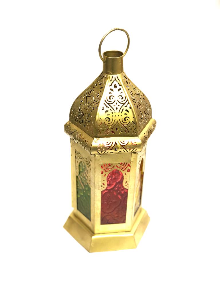 Moroccan Style Lantern With Colorful Glass Designs Available From Tamrapatra - Tamrapatra