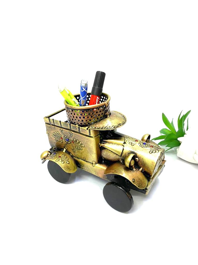 Metal Moving Motor Car Pen Utility Holder Extraordinary Artwork From Tamrapatra