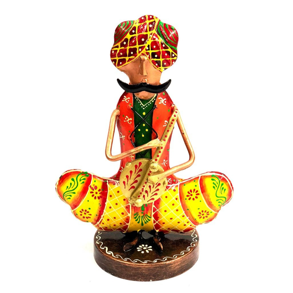 Sitting Moustache Man Metal Artifact For All Music Lovers Attraction By Tamrapatra