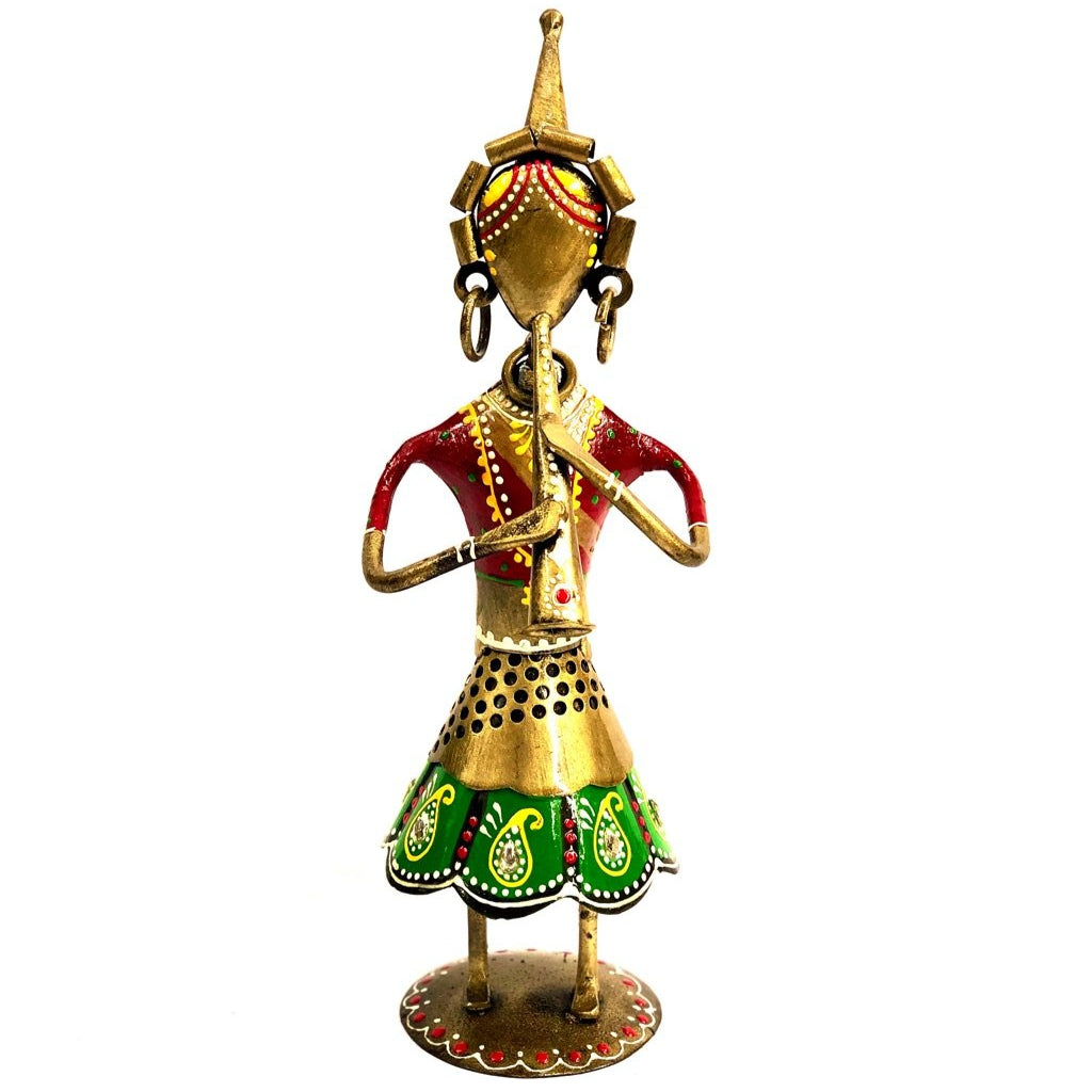 Tribal Girls Playing On Folk Music In Metal Artifacts Painted From Tamrapatra