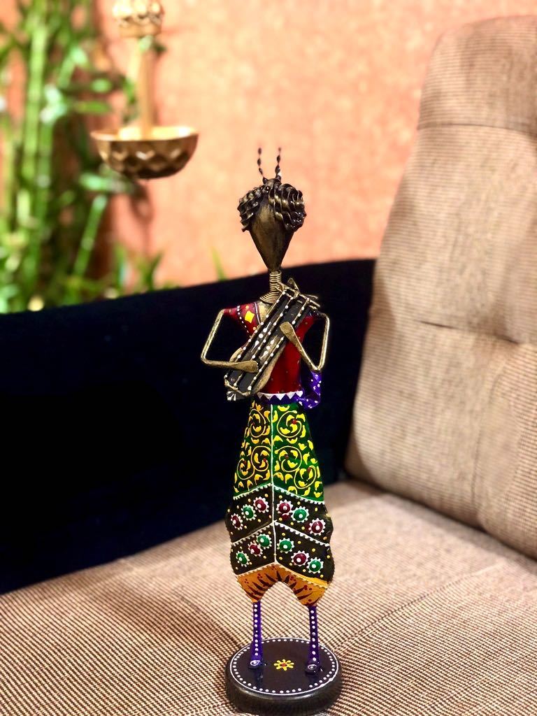 Musician Metal Antiquity Painted Vibrant Colors Export Quality Tamrapatra - Tamrapatra