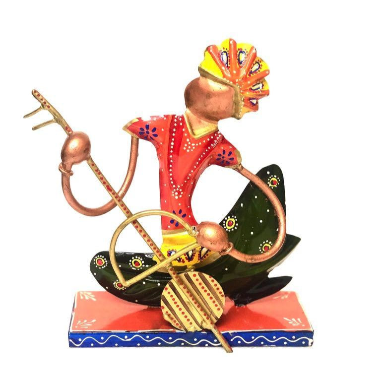 Musician Nagpuri Style Metal Decoration Hand Painted By Tamrapatra - Tamrapatra